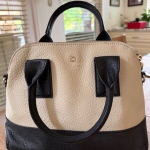Kate Spade Large Satchel Black and Cream with Crossbody strap